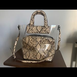 Zara Snakeskin Clear Handbag